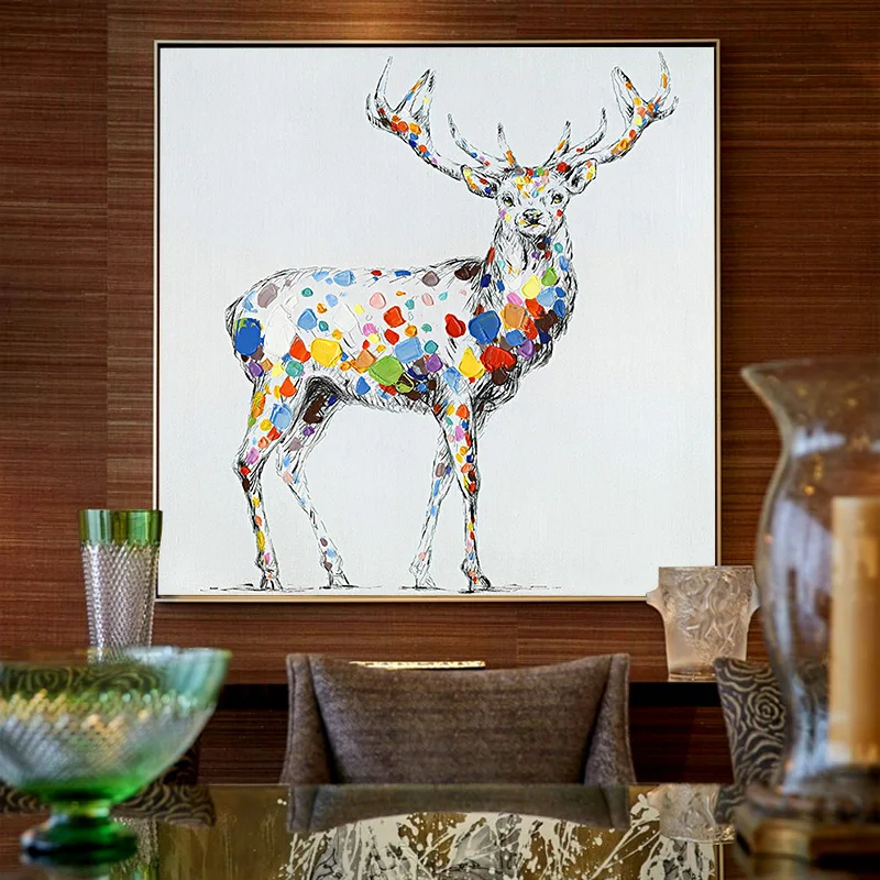 Hand-painted oil painting lucky deer living room decorative sofa background wall painting modern European porch restaurant mural
Hand-painted oil painting lucky deer living room decorative sofa background wall painting modern European porch restaurant mural