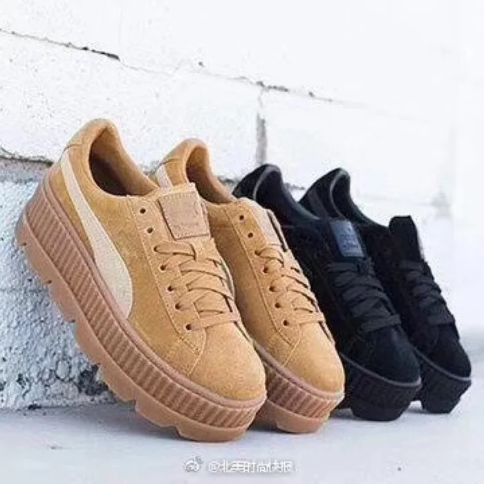 

PUMA FENTY Suede Cleated Creeper Women's First Generation Rihanna Classic Basket Suede Tone Badminton Shoes Height Increasing