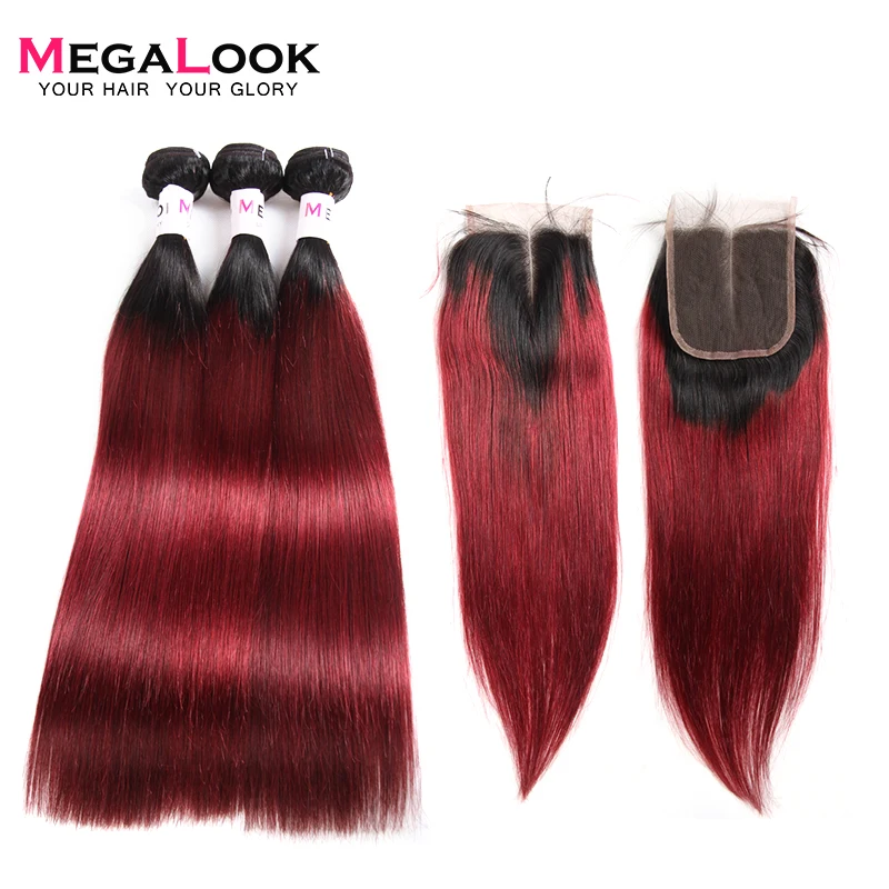 Megalook 1B/99j Bundles with Closure 3pcs Brazilian Remy Straight Ombre Hair Bundles with Closure
Megalook 1B/99j Bundles with Closure 3pcs Brazilian Remy Straight Ombre Hair Bundles with Closure