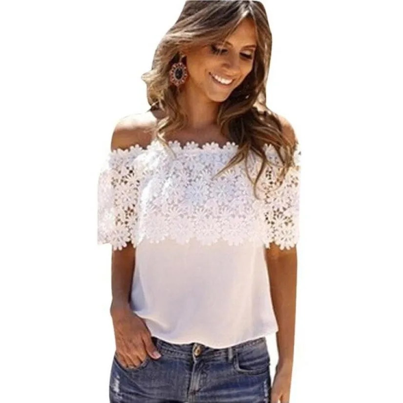 Fashion Lace Crochet Off Shoulder Tops Blouses Women Summer Short Sleeve Casual Beach Chiffon Shirts Girls Blusas Feminina #YL
Fashion Lace Crochet Off Shoulder Tops Blouses Women Summer Short Sleeve Casual Beach Chiffon Shirts Girls Blusas Feminina #YL
