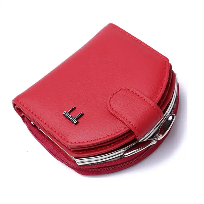 hot selling hasp quality genuine leather women wallet short coin