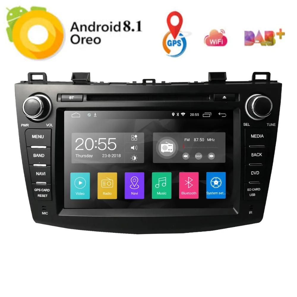 

New 8" Android8.1 Car DVD Player for Mazda 3 Mazda3 2010-2013 with BT 4G Wifi Radio GPS 2GRAM SWC RDS DVR DAB DTV Mirror-Link