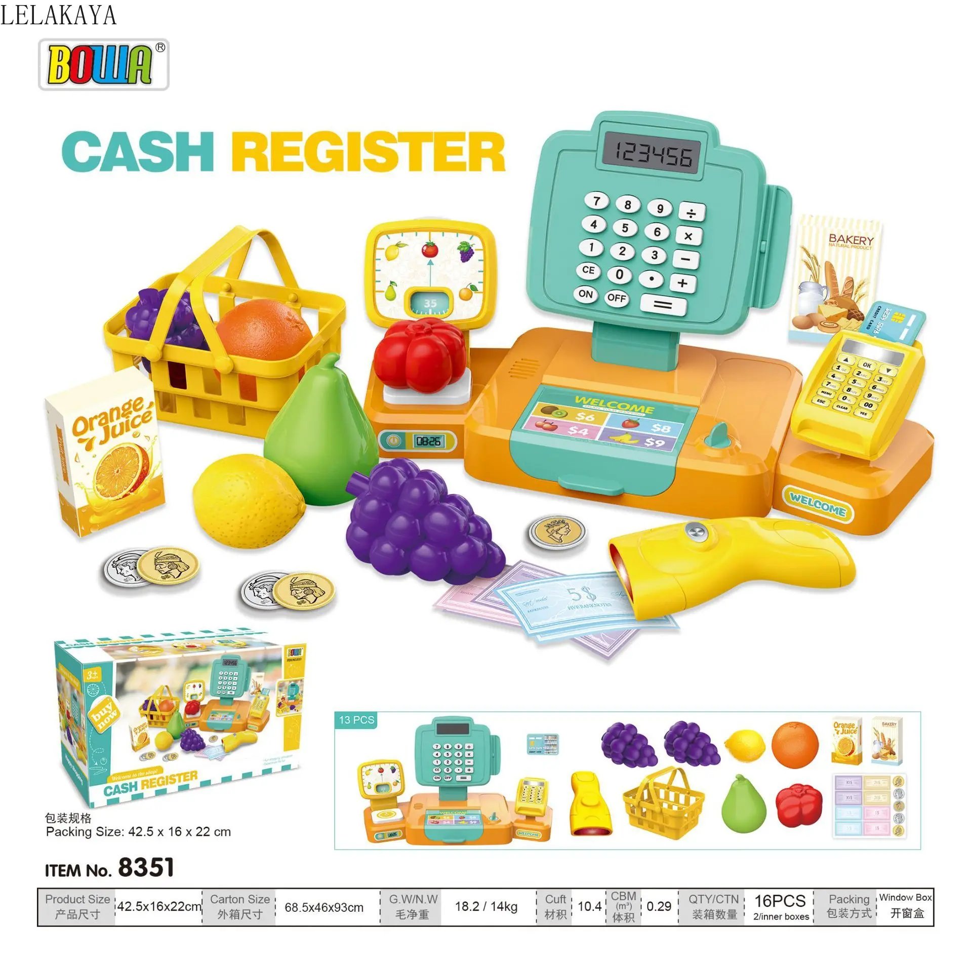 Kids Multi-function Simulation Cash Register Set Fruit Vegetable Supermarket Shopping Cashier with light play house kitchen toy
Kids Multi-function Simulation Cash Register Set Fruit Vegetable Supermarket Shopping Cashier with light play house kitchen toy