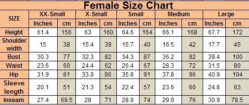 Female Size Chart