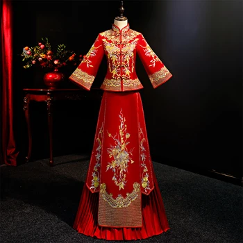 High Quality Embroidery Qipao Women Satin Bride Marriage Suit 3/4 Sleeve Vintage Mandarin Collar Tang Clothing Exquisite Luxury
High Quality Embroidery Qipao Women Satin Bride Marriage Suit 3/4 Sleeve Vintage Mandarin Collar Tang Clothing Exquisite Luxury