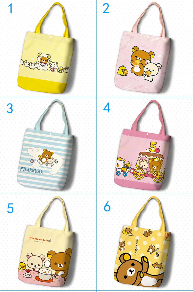 IVYYE Rilakkuma Fashion Anime Foldable Canvas Shopping Bag Casual Shoulder Bags Customized Tote Handbag Lady Girls New 
IVYYE Rilakkuma Fashion Anime Foldable Canvas Shopping Bag Casual Shoulder Bags Customized Tote Handbag Lady Girls New