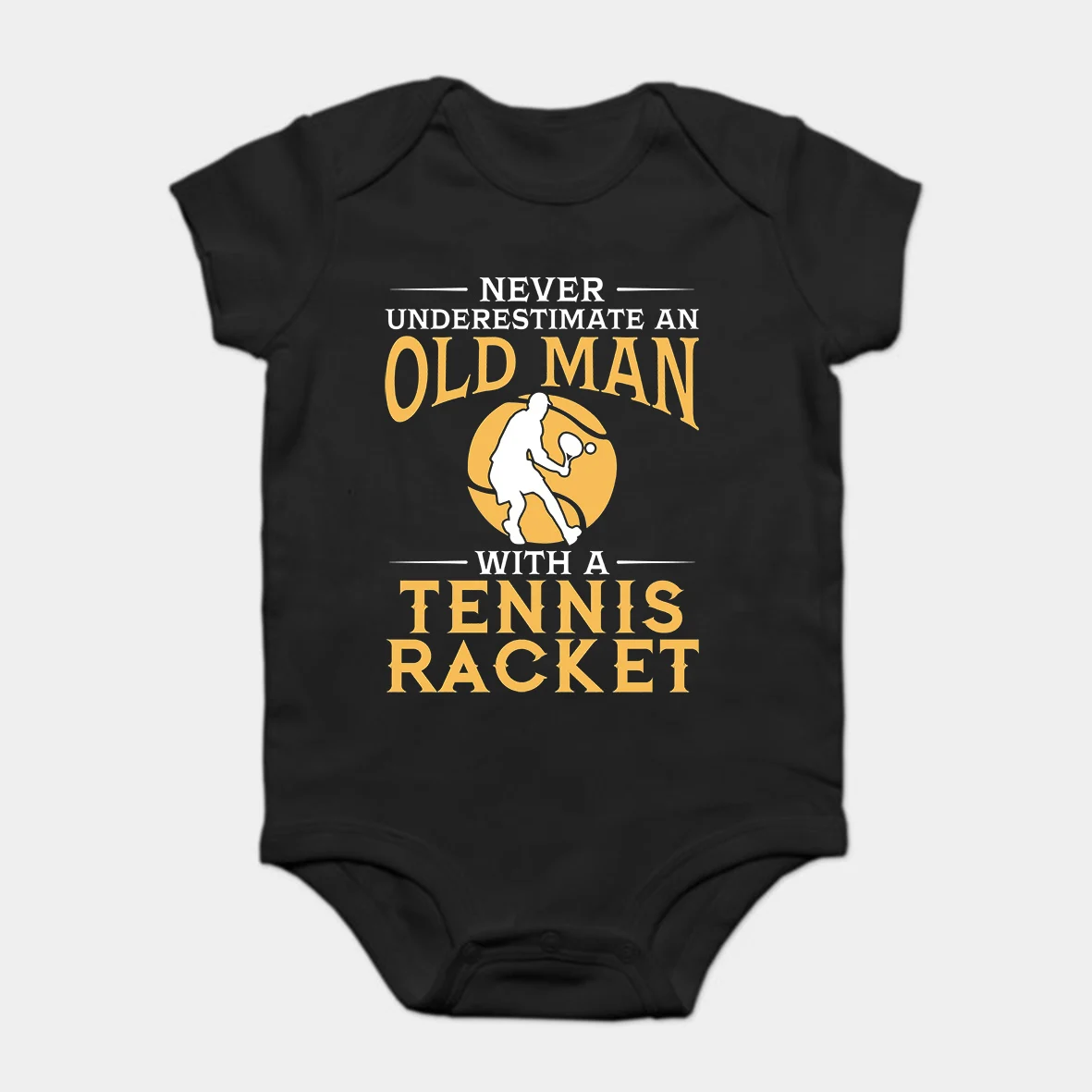 Baby Onesie Baby Bodysuits kid t shirt Printed Cotton Never Underestimate An Old Man With A Tennis Racket Short-Sleeve
Baby Onesie Baby Bodysuits kid t shirt Printed Cotton Never Underestimate An Old Man With A Tennis Racket Short-Sleeve