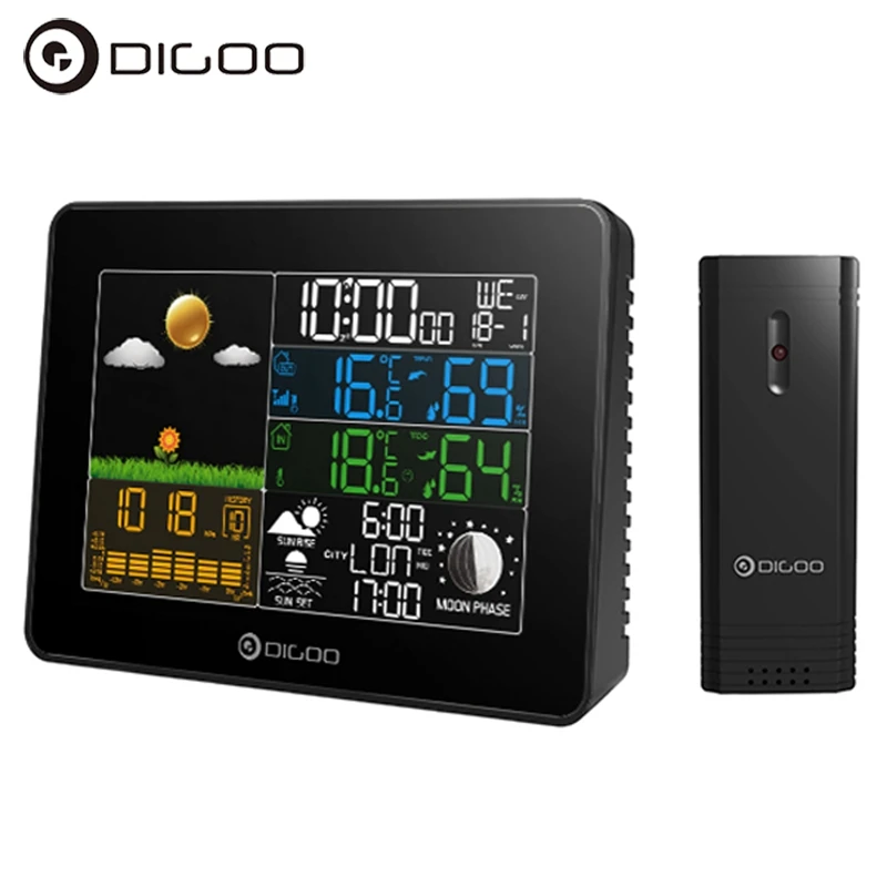 

Digoo DG-TH8868 Wireless Full-Color Screen Barometric Pressure Weather Station Hygrometer Thermometer Forecast Sensor Clock