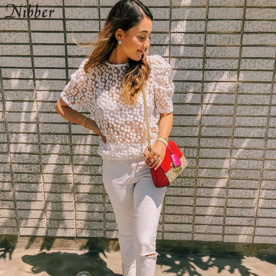 Nibber2019 summer white elegance see-through top womens tshirt fashion office ladies High street tees stretch short sleeve tees
Nibber2019 summer white elegance see-through top womens tshirt fashion office ladies High street tees stretch short sleeve tees