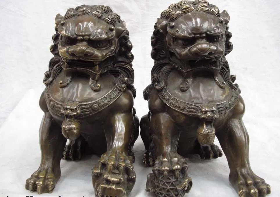 Chinese Folk Copper Bronze Feng shui Foo Dog Lion Kylin Kilin Brave troops Pair
Chinese Folk Copper Bronze Feng shui Foo Dog Lion Kylin Kilin Brave troops Pair