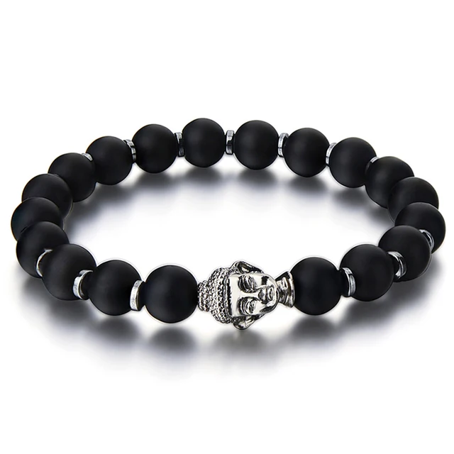 Bracelets et bracelets spirituels de bouddha pour hommes et femmes, perles d'hématite naturelle, pierre noire conviviale rée, bracelet hologramme, 8mm 1