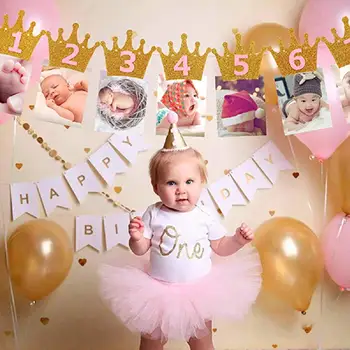 12 Months Photo Frame Banner First Happy Birthday Decorations 1st Baby Boy Girl One Year Party Supplies Gold Pink Silver
12 Months Photo Frame Banner First Happy Birthday Decorations 1st Baby Boy Girl One Year Party Supplies Gold Pink Silver