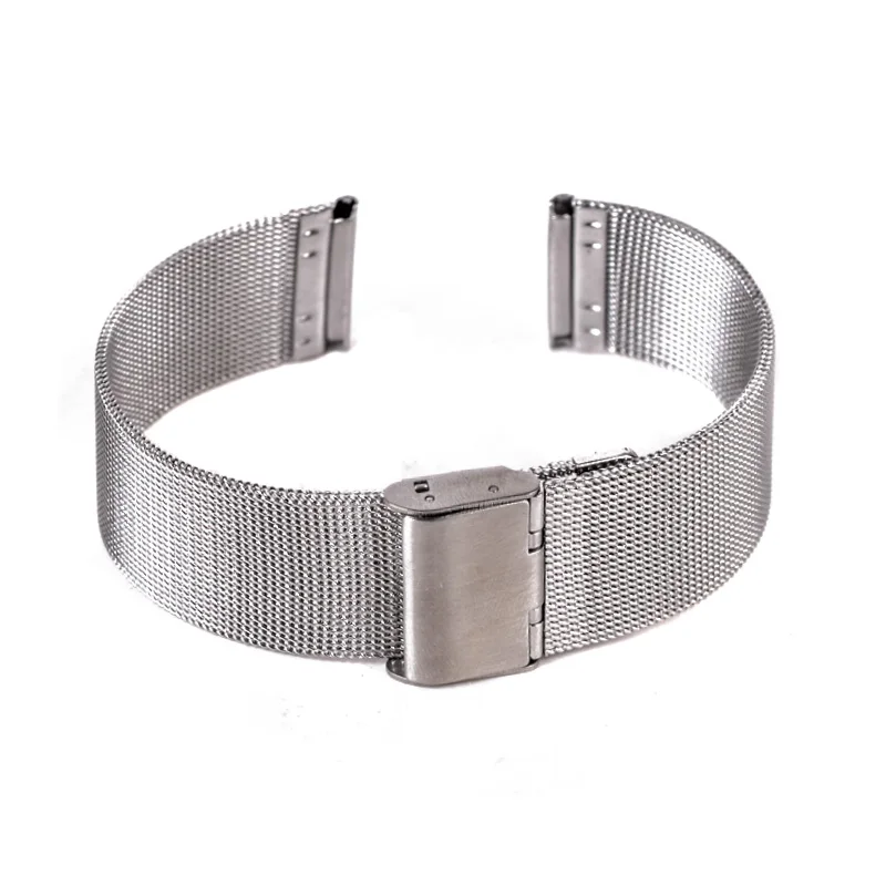 18/20/22/24mm Shellhard Adjustable Silver Stainless Steel Mesh Watch Strap Men Women Luxury Fashion Straight End Mesh Watch Band