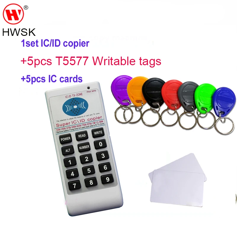 free shipping Handheld 125Khz RFID Card Reader Copier Writer Duplicator Programmer ID Card Copy + 5pcs T5577 each Writable tags
free shipping Handheld 125Khz RFID Card Reader Copier Writer Duplicator Programmer ID Card Copy + 5pcs T5577 each Writable tags