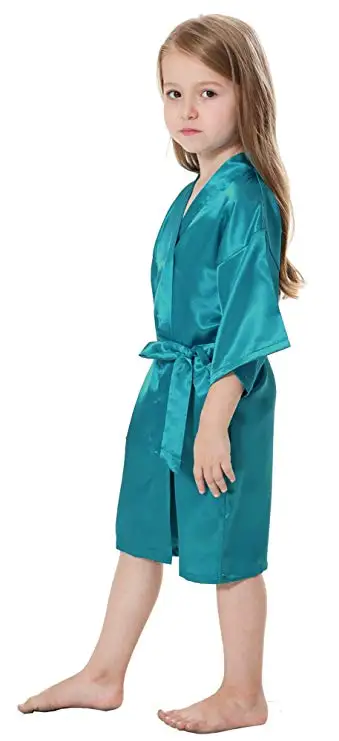Kids Solid Satin Rayon Kimono Robe Bridesmaid Solid Bathrobe Children Nightgown Sleepwear Dressing Gown Kids Solid Satin Rayon Kimono Robe Bridesmaid Solid Bathrobe Children Nightgown Sleepwear Dressing Gown