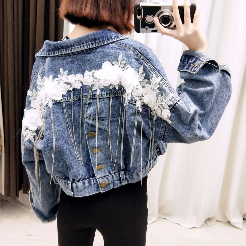 2019 Spring 3D Floral Embroidery tassel denim jacket coat Women casual short denim jackets outwear
2019 Spring 3D Floral Embroidery tassel denim jacket coat Women casual short denim jackets outwear