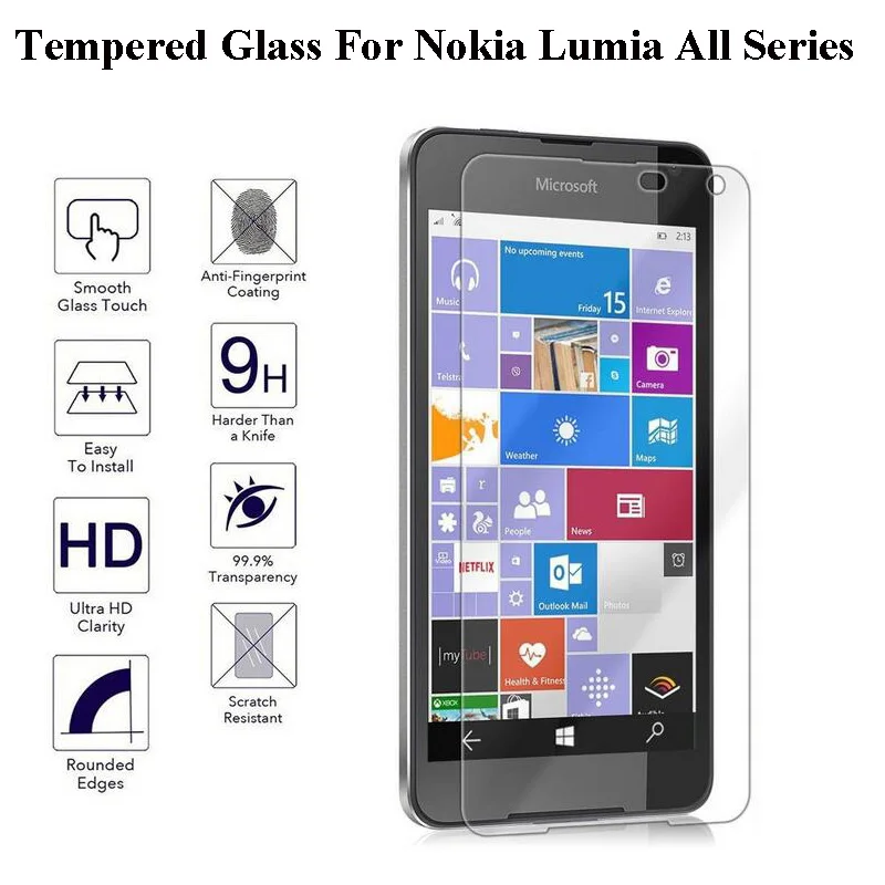

2.5D 9H Screen Protector Tempered Glass For Nokia Lumia 535 630 640 650 730 735 820 830 920 930 950 1020 Cover Toughened Film