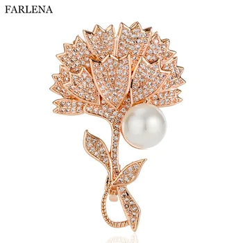 FARLENA Jewelry Excellent CZ Crystal Carnation Boutonniere for Women Gift Fashion Zircon Simulated Pearl Flower Brooch Pins
FARLENA Jewelry Excellent CZ Crystal Carnation Boutonniere for Women Gift Fashion Zircon Simulated Pearl Flower Brooch Pins