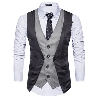 Mens Fake Two Piece Suit Vest 2019 Brand New Slim Fit Single Breasted Vest Waistcoat Men Business Casual Social Dress Vests Male
Mens Fake Two Piece Suit Vest 2019 Brand New Slim Fit Single Breasted Vest Waistcoat Men Business Casual Social Dress Vests Male