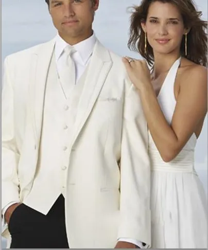 

free shipping Ivory Groom Tuxedos Best/Men dress/Wedding groom wear Suits Bridegroom/custom tuxedo/men suit jacket vest pant
