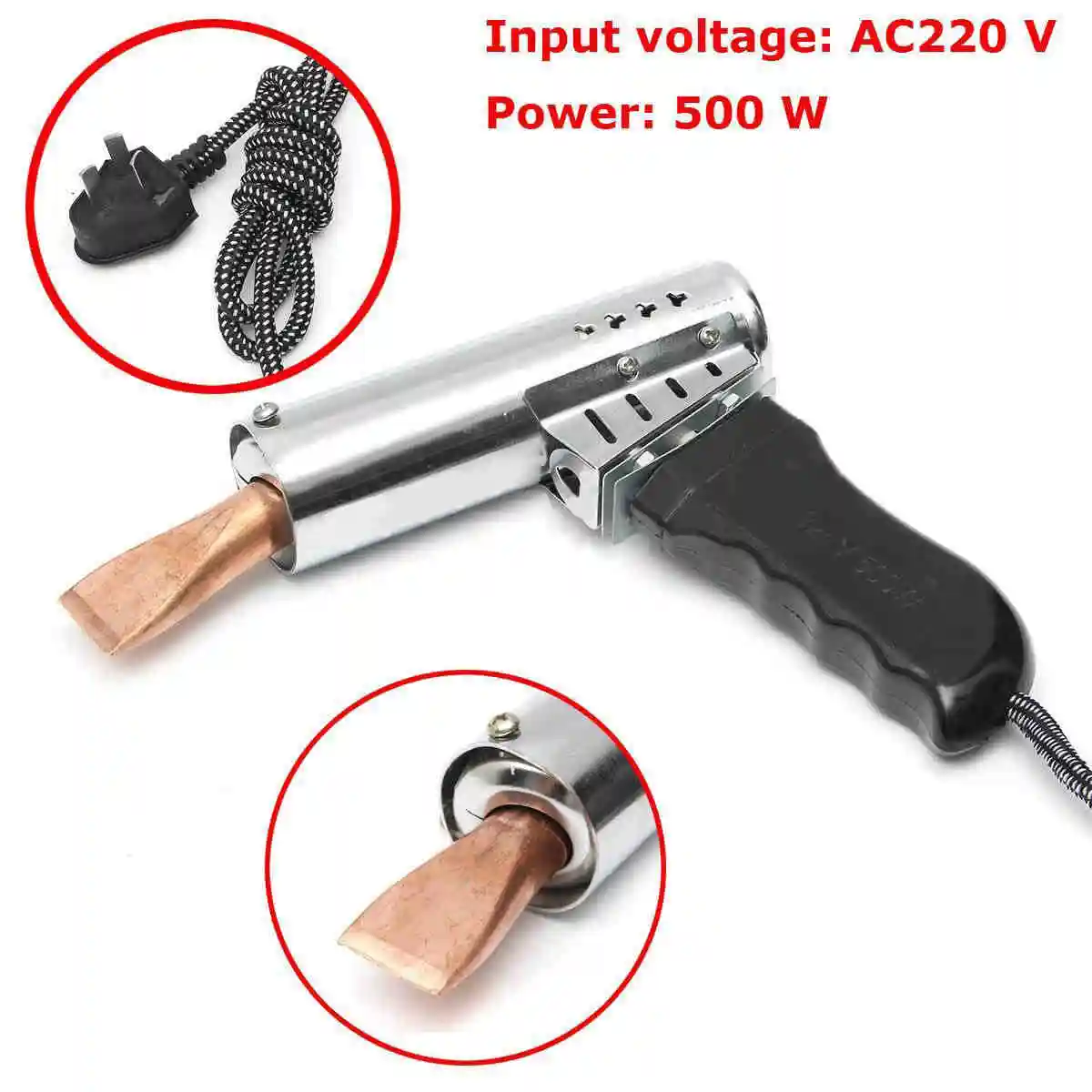 1 x Soldering Iron Heavy Duty Chisel Point Copper Tip Craft Manufacturing 220V 500W