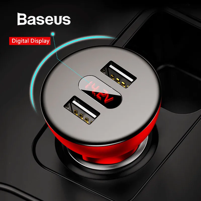 Baseus LED Digital Display Car Charger Dual USB Quick Charge Car Phone Charger for iPhone X Samsung 360 Rotation Safe
Baseus LED Digital Display Car Charger Dual USB Quick Charge Car Phone Charger for iPhone X Samsung 360 Rotation Safe