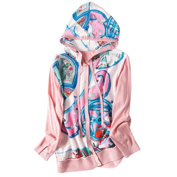 New printed silk a hooded cardigan knitting air conditioning prevented bask in clothes
New printed silk a hooded cardigan knitting air conditioning prevented bask in clothes