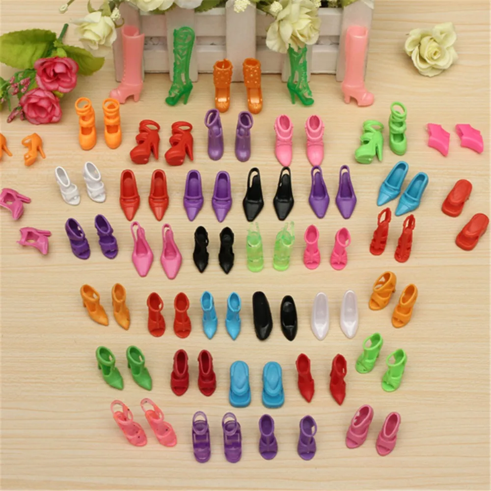 

40 Pairs 80pcs Doll Shoes Fashion Cute Colorful Assorted Shoes Kit For Barbie Doll With Different Styles Baby Toy Accessories