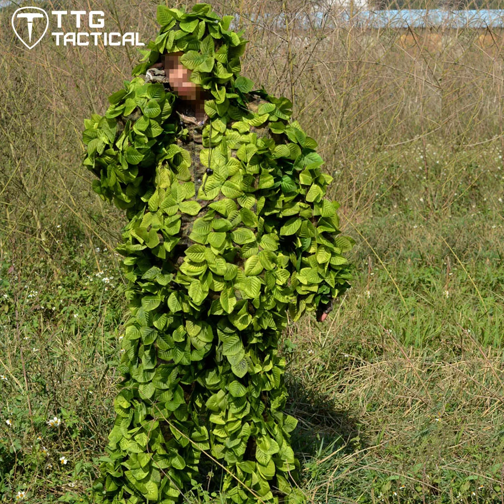 TTGTACTICAL охотничий костюм Ghillie Realtree с листьями приклеенный 3D легкий дышащий