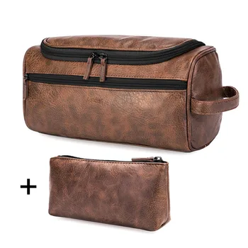 

PU Leather Women Travelling Cosmetic Wash Bags Men Make up Bag Large Capacity Toiletry Organizer Portable Hanging Makeup Bag