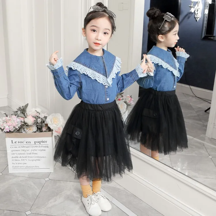 Fashion Children's Wear Girls' Wash Jeans Shirts + Cake Waist Skirt Two - Piece Sets Kids Denim Long Sleeve Blouse Skirts Suit
Fashion Children's Wear Girls' Wash Jeans Shirts + Cake Waist Skirt Two - Piece Sets Kids Denim Long Sleeve Blouse Skirts Suit