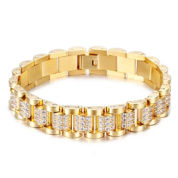 Luxury Crystal Rhinestone Bracelets & Bangles For Men Women Gold Stainless steel CZ Zircon Biker watchband Bracelet Jewelry
Luxury Crystal Rhinestone Bracelets & Bangles For Men Women Gold Stainless steel CZ Zircon Biker watchband Bracelet Jewelry
