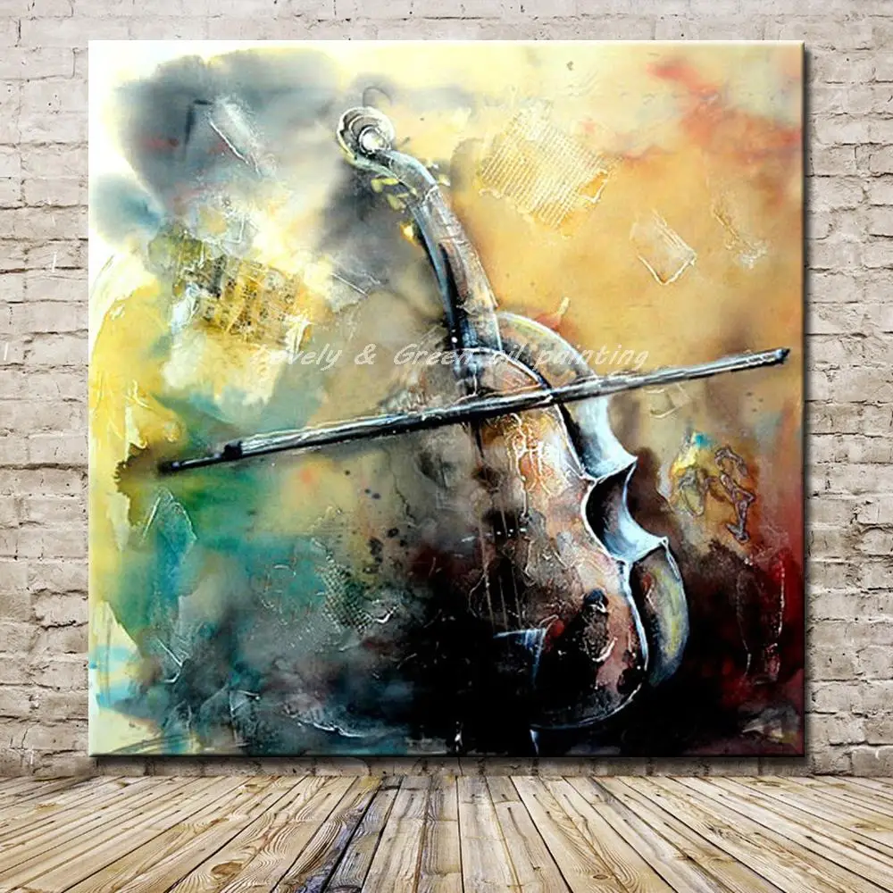 

Europe Artist Hand-painted Modern Abstract Cello Oil Painting On Canvas Abstract Oil Picture For Wall Decoration No Framed Gift