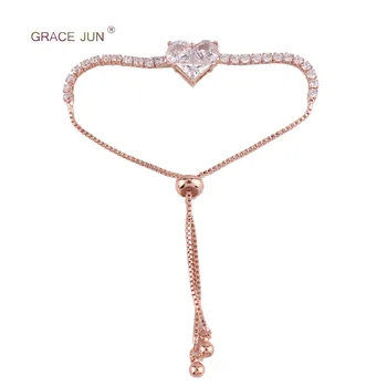 GRACE JUN Hot Sale Inlay Mirco AAA Cubic Zircon Tennis Bracelet&bangle Fashion Bridemaid Wedding Romantic Chain Heart Bangle
GRACE JUN Hot Sale Inlay Mirco AAA Cubic Zircon Tennis Bracelet&bangle Fashion Bridemaid Wedding Romantic Chain Heart Bangle