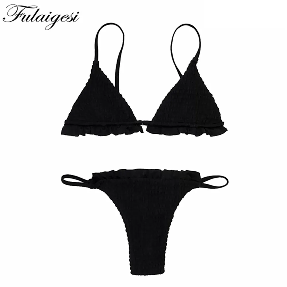 Fulaigesi Black Frill bikini women swimsuit 2019 new ruffle lace up top swimwear string microkini bathing suit for beachwear
Fulaigesi Black Frill bikini women swimsuit 2019 new ruffle lace up top swimwear string microkini bathing suit for beachwear