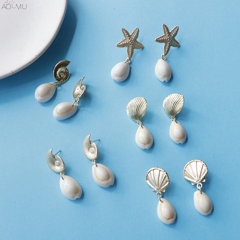 AOMU Cute Trendy Sea Star Conch Metal Geometric Irregular Shell Drop Earrings for Women Girls Beach Holiday Jewelry
AOMU Cute Trendy Sea Star Conch Metal Geometric Irregular Shell Drop Earrings for Women Girls Beach Holiday Jewelry