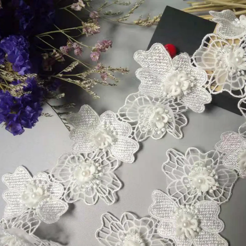 1 yard White Pearl Beaded Flower Embroidered Lace Edge Trim Ribbon Floral Applique Patches Dress Fabric Sewing Craft Vintage
1 yard White Pearl Beaded Flower Embroidered Lace Edge Trim Ribbon Floral Applique Patches Dress Fabric Sewing Craft Vintage