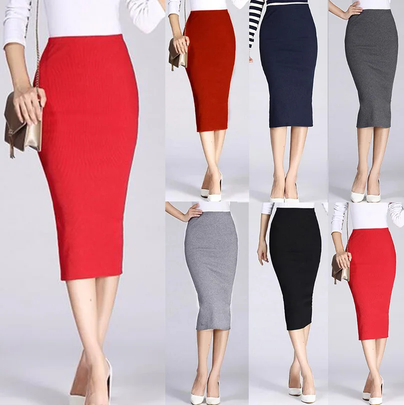 1Pc Solid Pencil Skirt Knitted Stretch Elastic Office Lady High Waist Womens Skirt Black Fashion Red Color Long Skirt Hot Sale
1Pc Solid Pencil Skirt Knitted Stretch Elastic Office Lady High Waist Womens Skirt Black Fashion Red Color Long Skirt Hot Sale