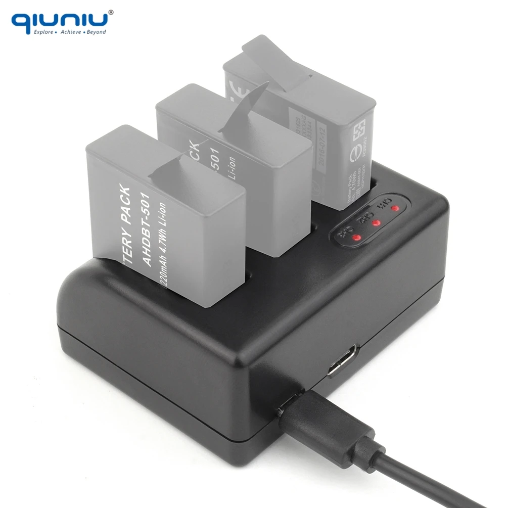 QIUNIU For GoPro Accessories Triple Slot Charger Charging Dock Cradle w/ Micro USB Cable for GoPro Hero 5 6 AHDBT-501 Battery
QIUNIU For GoPro Accessories Triple Slot Charger Charging Dock Cradle w/ Micro USB Cable for GoPro Hero 5 6 AHDBT-501 Battery