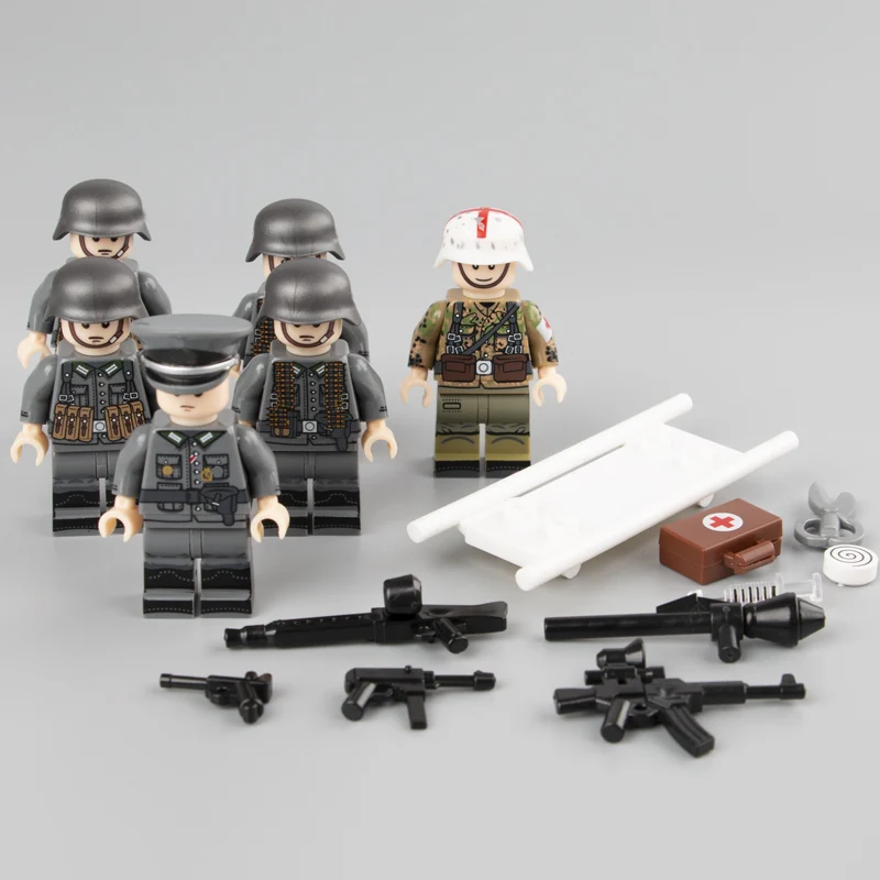 WW2 Military Army Soldier Figures Building Blocks German Medic Parts Weapon Helmet Accessories Bricks Toy for Children
WW2 Military Army Soldier Figures Building Blocks German Medic Parts Weapon Helmet Accessories Bricks Toy for Children