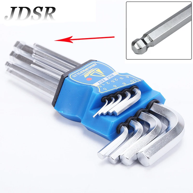 JDSR 9Pcs L- Shape Universal Key Hex Key Wrench Tool Set keys With Wrench 1.5mm-10mm Wrench Repair Tools Matte Chrome Hand Tools
JDSR 9Pcs L- Shape Universal Key Hex Key Wrench Tool Set keys With Wrench 1.5mm-10mm Wrench Repair Tools Matte Chrome Hand Tools