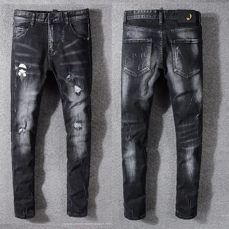 New Italy Style #3315# Men's Monster Art Patches Pants Washed Skinny Denim Black Jeans Slim Trousers Size 28-40
New Italy Style #3315# Men's Monster Art Patches Pants Washed Skinny Denim Black Jeans Slim Trousers Size 28-40