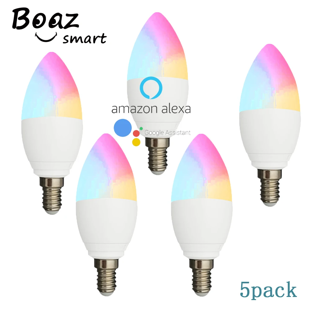 BoazSmart E14 Wifi Candle Light Tuya Smar RGBCW Warm white Led Dimmable Bulb Alexa echo Google Home IFTTT
BoazSmart E14 Wifi Candle Light Tuya Smar RGBCW Warm white Led Dimmable Bulb Alexa echo Google Home IFTTT