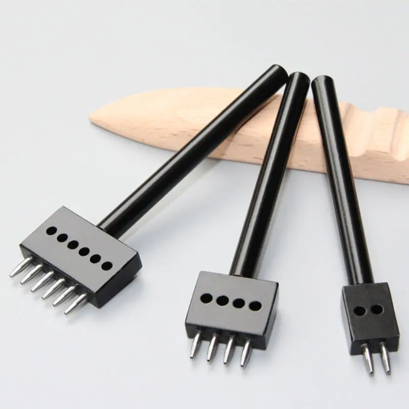 

4mm Leather Hole Tool Leather Craft 1mm Diameter Hole Punches Tools Round Row Punches Drilling Tools 2/4/6 Prong Belt Holes