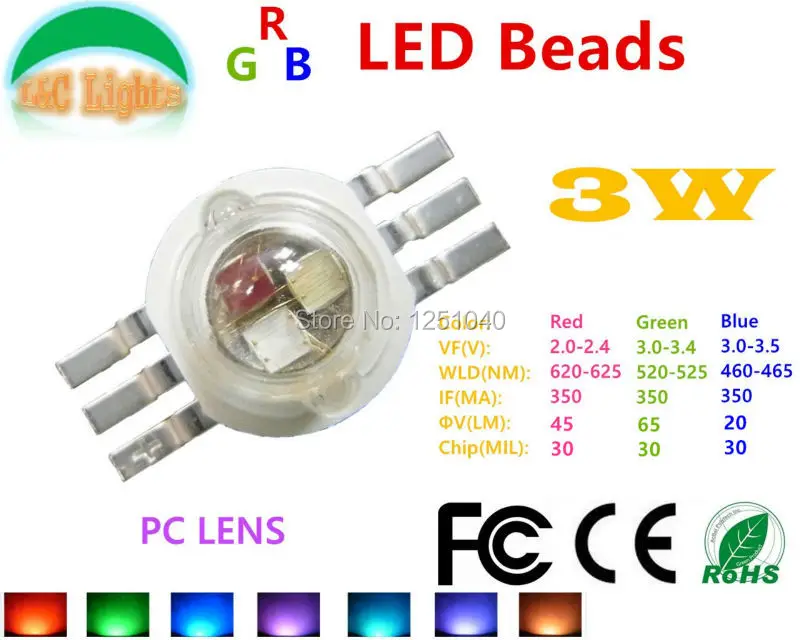 6 Pin 3W 6W 9W RGB 3 in 1 LED Epileds 30MIL 38MIL 45MIL Red 620 - 625 nm Green 520 - 525 nm Blue 460 - 465 nm 10Pcs/Lot CE RoHS
6 Pin 3W 6W 9W RGB 3 in 1 LED Epileds 30MIL 38MIL 45MIL Red 620 - 625 nm Green 520 - 525 nm Blue 460 - 465 nm 10Pcs/Lot CE RoHS