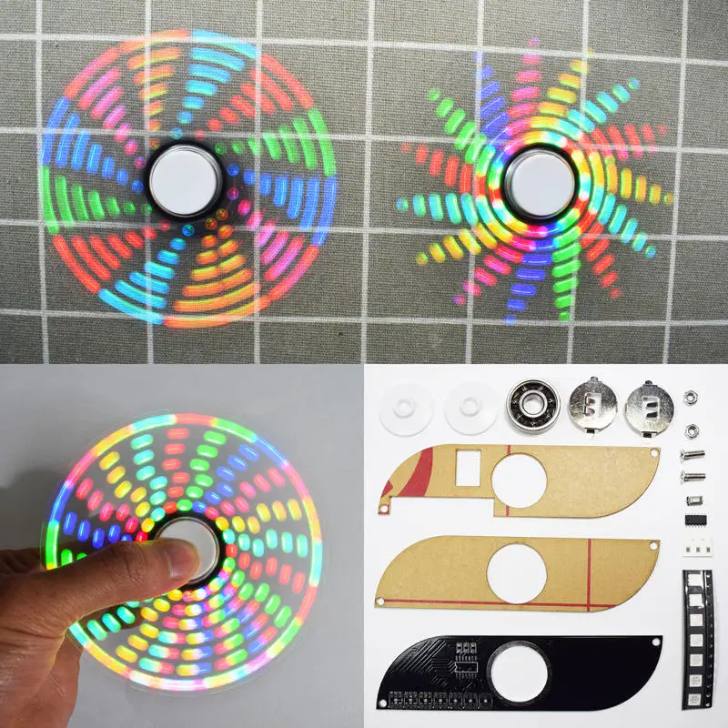 DIY Full Color Rotating POV LED Electronic Kit 5050 RGB LED Rotating Fidget Hand Spinner
DIY Full Color Rotating POV LED Electronic Kit 5050 RGB LED Rotating Fidget Hand Spinner