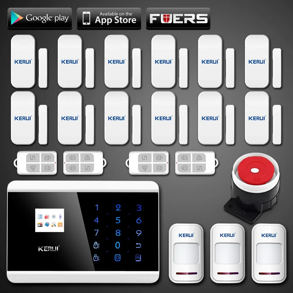 KERUI IOS Android APP control Touch Screen Keypad+LCD display Quad4 Band Wireless Zone GSM PSTN Home Secure Voice Burglar Alarm
KERUI IOS Android APP control Touch Screen Keypad+LCD display Quad4 Band Wireless Zone GSM PSTN Home Secure Voice Burglar Alarm