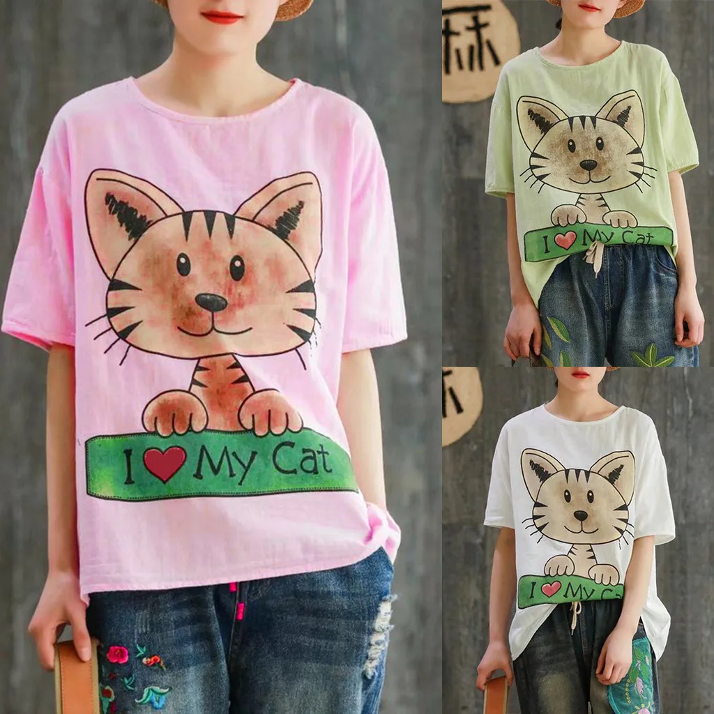 2019 New Tshirt Women Summer Fashion Cute Casual O-Neck Cat Print Tops T-Shirt Camiseta Mujer Top Women Harajuku T Shirt Poleras
2019 New Tshirt Women Summer Fashion Cute Casual O-Neck Cat Print Tops T-Shirt Camiseta Mujer Top Women Harajuku T Shirt Poleras