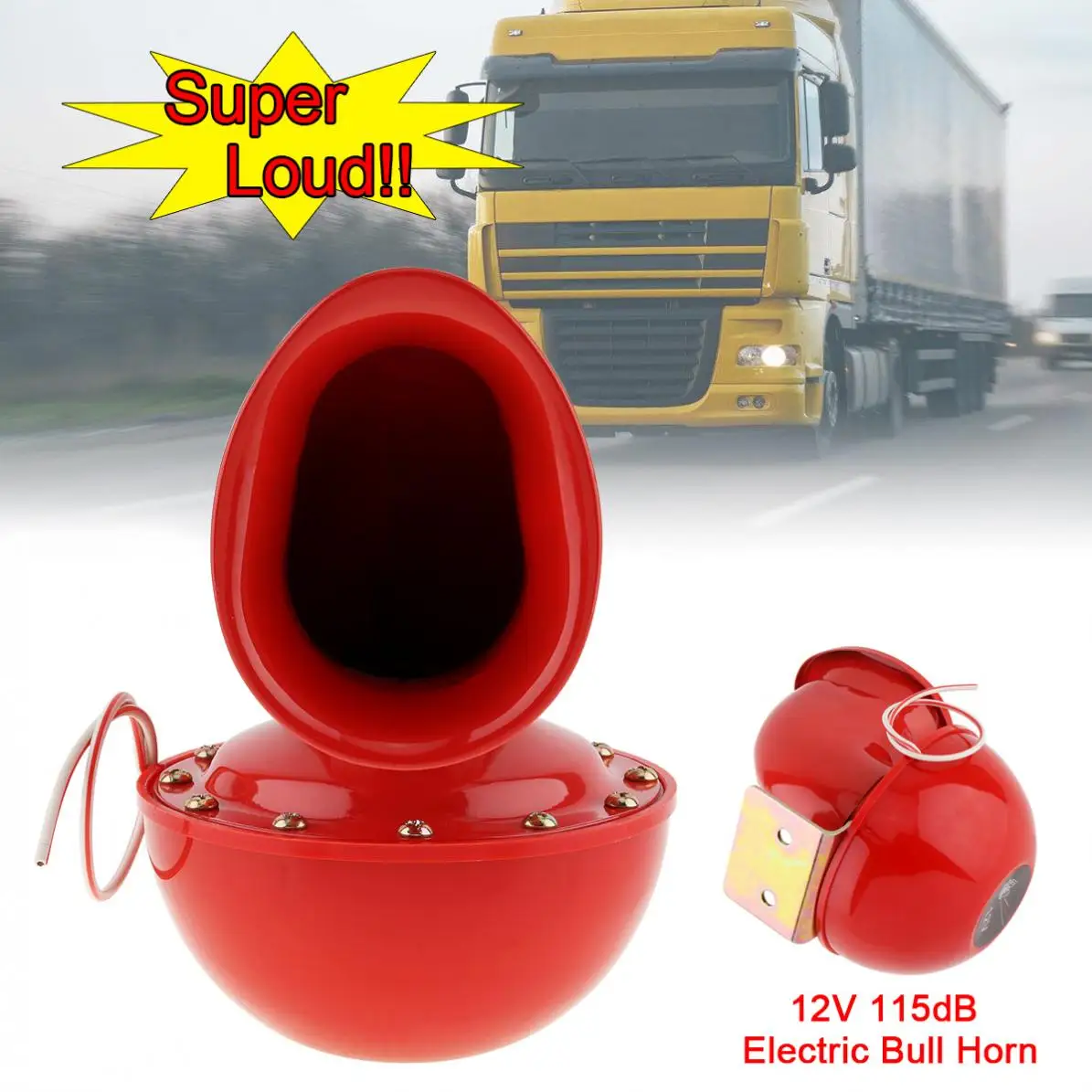 12V 8A 115dB 175Hz Durable Red Metal Electric Bull Horn Super Loud Raging Sound for Car Motorcycle Truck Boat
12V 8A 115dB 175Hz Durable Red Metal Electric Bull Horn Super Loud Raging Sound for Car Motorcycle Truck Boat