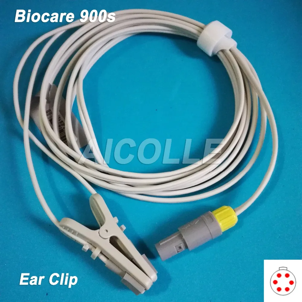 Compatible BIOCARE 900s lemo 6pin connector child or adult ear clip spo2 sensor pulse probe
Compatible BIOCARE 900s lemo 6pin connector child or adult ear clip spo2 sensor pulse probe